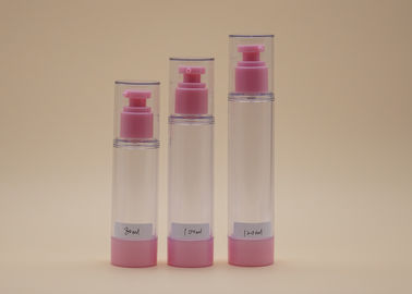 गुलाबी और स्पष्ट रंग वायुहीन उपचार पंप बोतल 80 मिलीलीटर 100 मिलीलीटर 120 मिलीलीटर से अधिक कैप