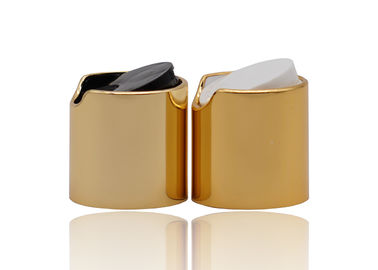कॉस्मेटिक एल्यूमीनियम चमकदार सोना डिस्क टॉप कैप ब्लैक या व्हाइट पीपी डिस्क कैप 24 मिमी