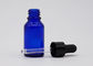 ग्लास ब्लू एसेंशियल ऑयल ड्रॉपर बोतल 18 मिमी ब्लैक प्लास्टिक ड्रॉपर ब्लैक टीट के साथ